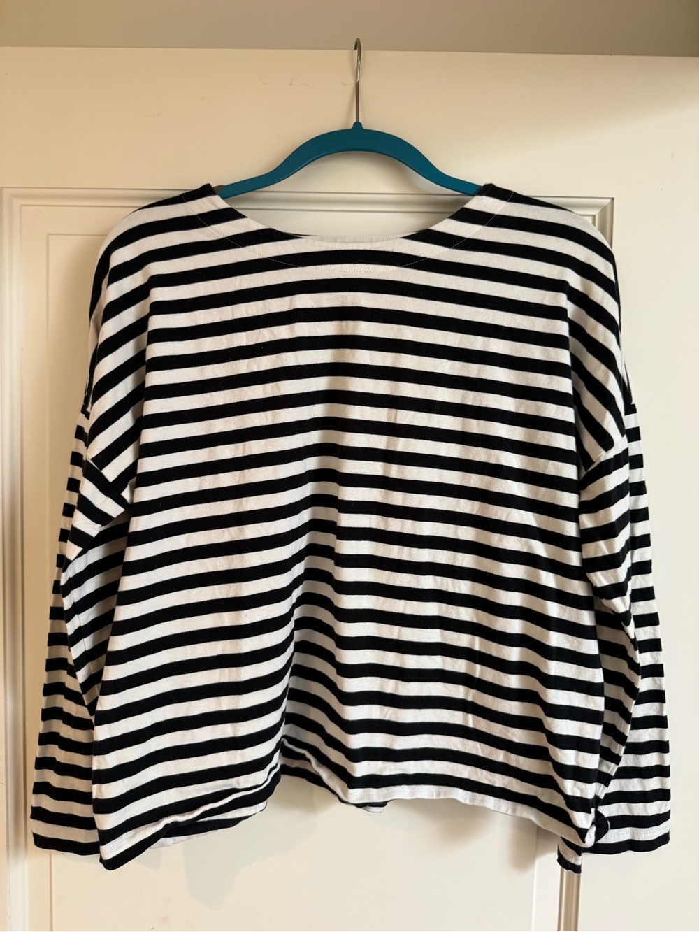 Nordstrom Black and White Striped Long Sleeve Tee- thick cotton